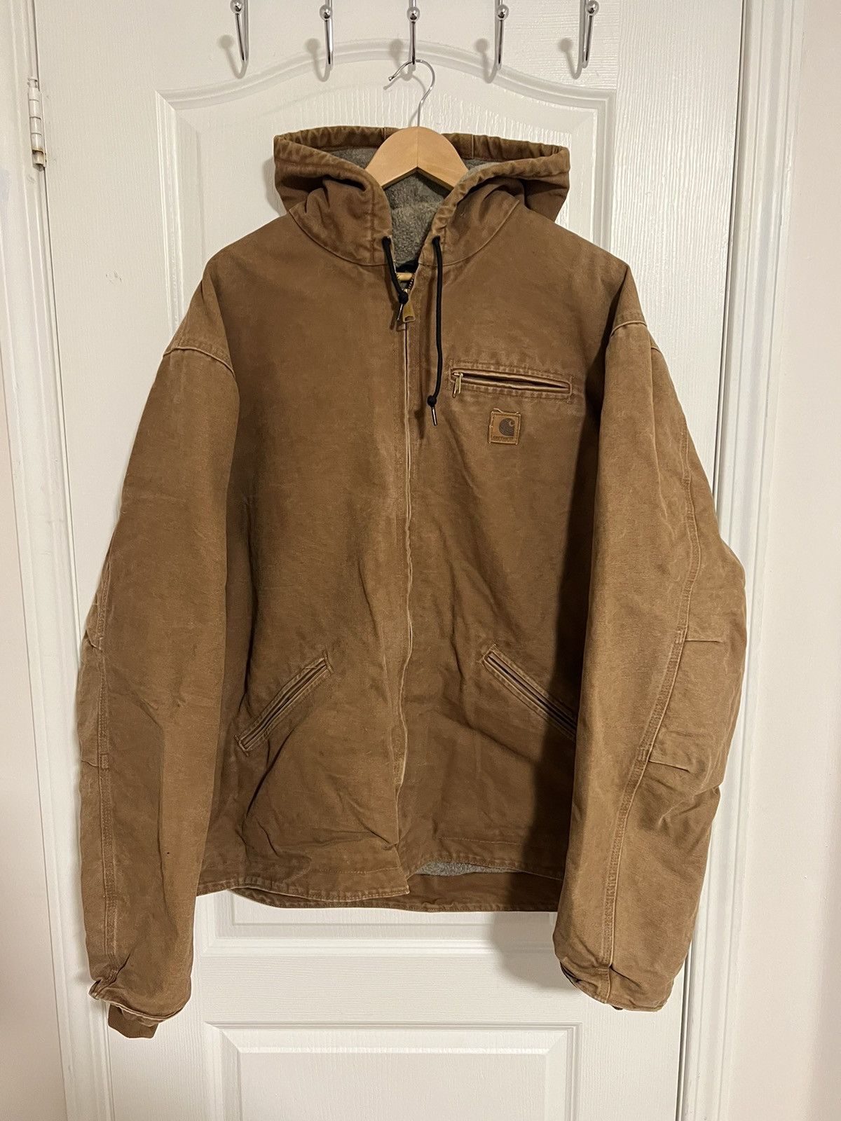 image of Carhartt Hooded Detroit - J141 - Brown Beige Tan, Men's (Size 2XL)