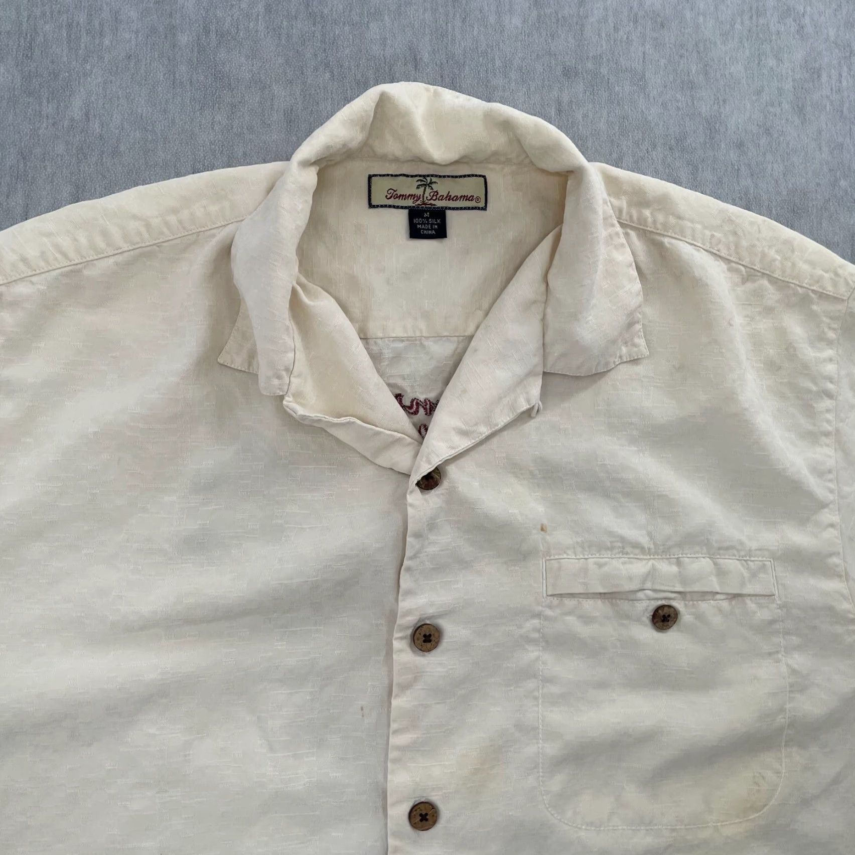 Tommy Bahama VINTAGE Tommy Bahama Shirt Adult Medium Beige Embroidered Hula Girl Martini Glass Tropical Mens Size US M / EU 48-50 / 2 - 4 Thumbnail