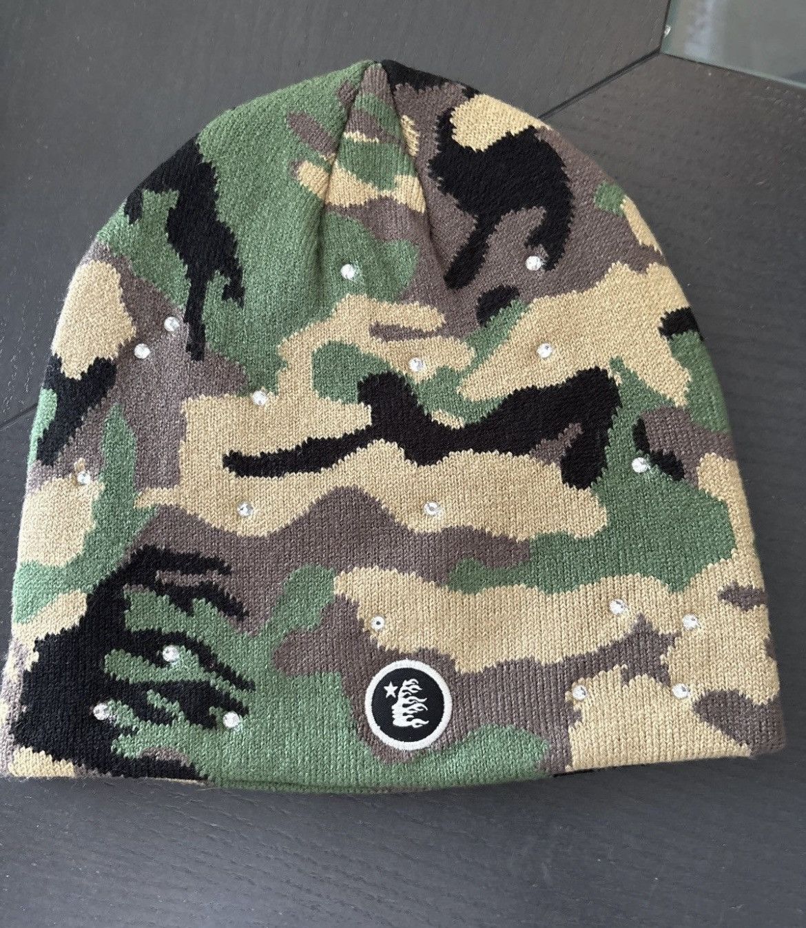 HELLSTAR HELLSTAR Capsule 11 Big Logo Camo Rhinestone Beanie Size ONE SIZE - 1 Thumbnail