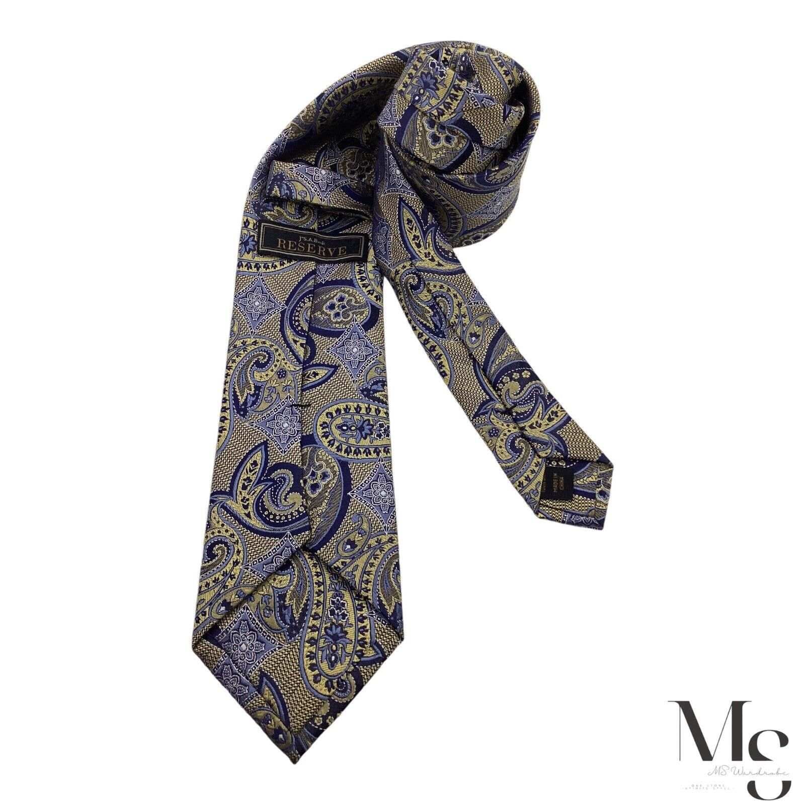 Jos. A. Bank JOS. A. BANK RESERVE XL Blue & Gold Paisley Silk Tie W: 3.25 Size ONE SIZE - 2 Thumbnail