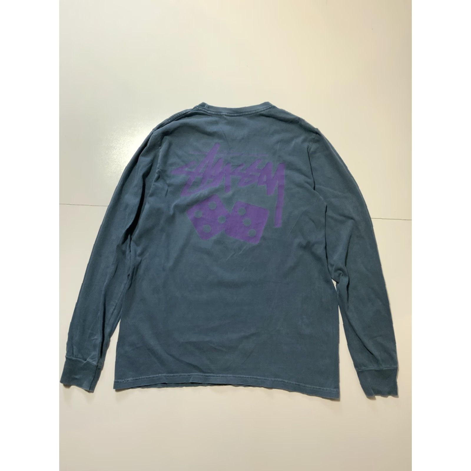 Vintage Stussy Pigment Dyed Blue Dice Skateboarding Graphic L/S Crewneck T-Shirt Sz. S Mens Blue Dice Skateboarding Graphic L/S Crewneck T-Shirt Sz. S Size US S / EU 44-46 / 1 - 3 Thumbnail