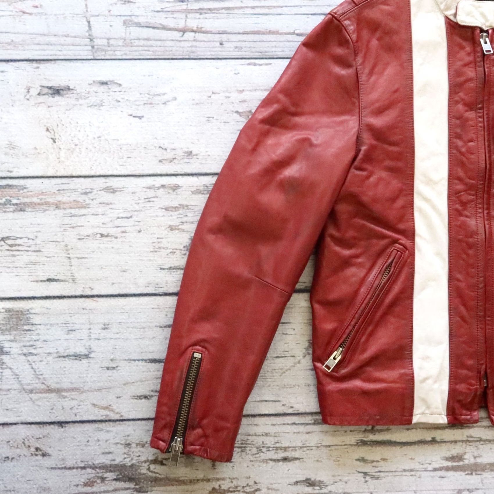 Gap Vintage Gap Jacket Size M RED Leather Cafe Racer Motorcycle Size US M / EU 48-50 / 2 - 4 Thumbnail