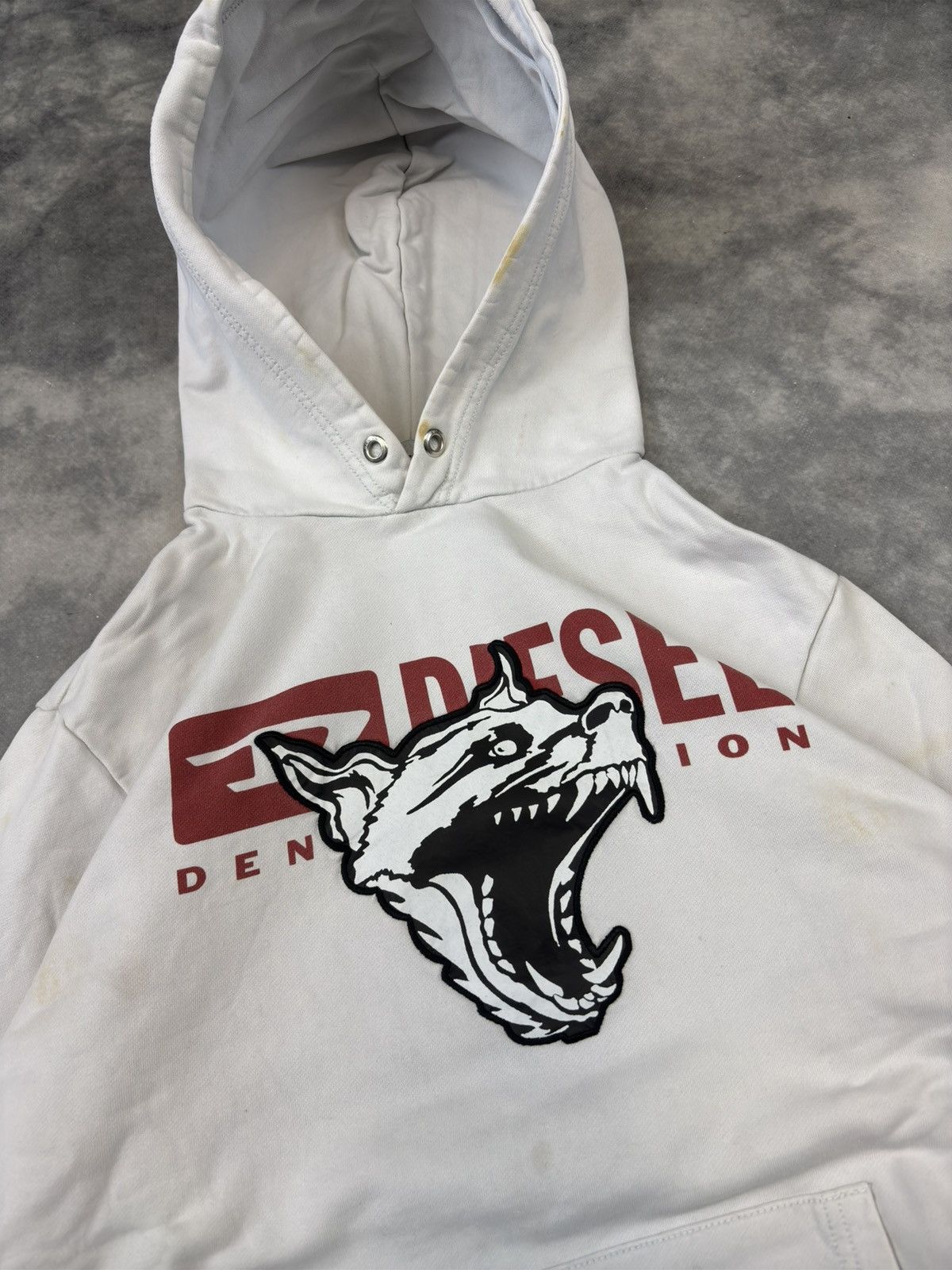 Diesel × Vintage Vintage 90s y2k Diesel Big Logo Hoodie Stained Wolf Rare Size US L / EU 52-54 / 3 - 2 Thumbnail