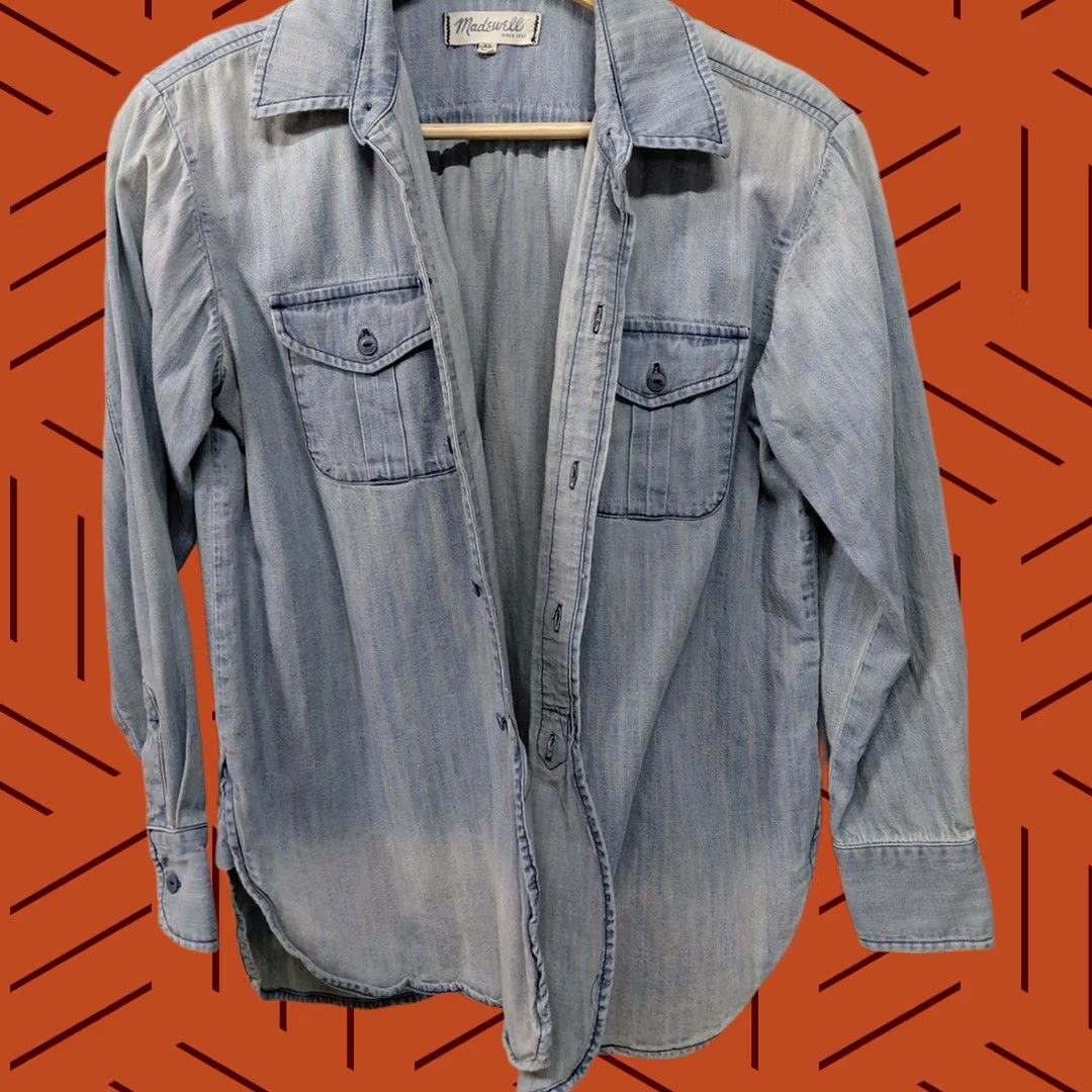 Madewell Madewell Denim Shirt Blue Long Sleeve Solid Collared Women Size M Size M / US 6-8 / IT 42-44 - 1 Thumbnail