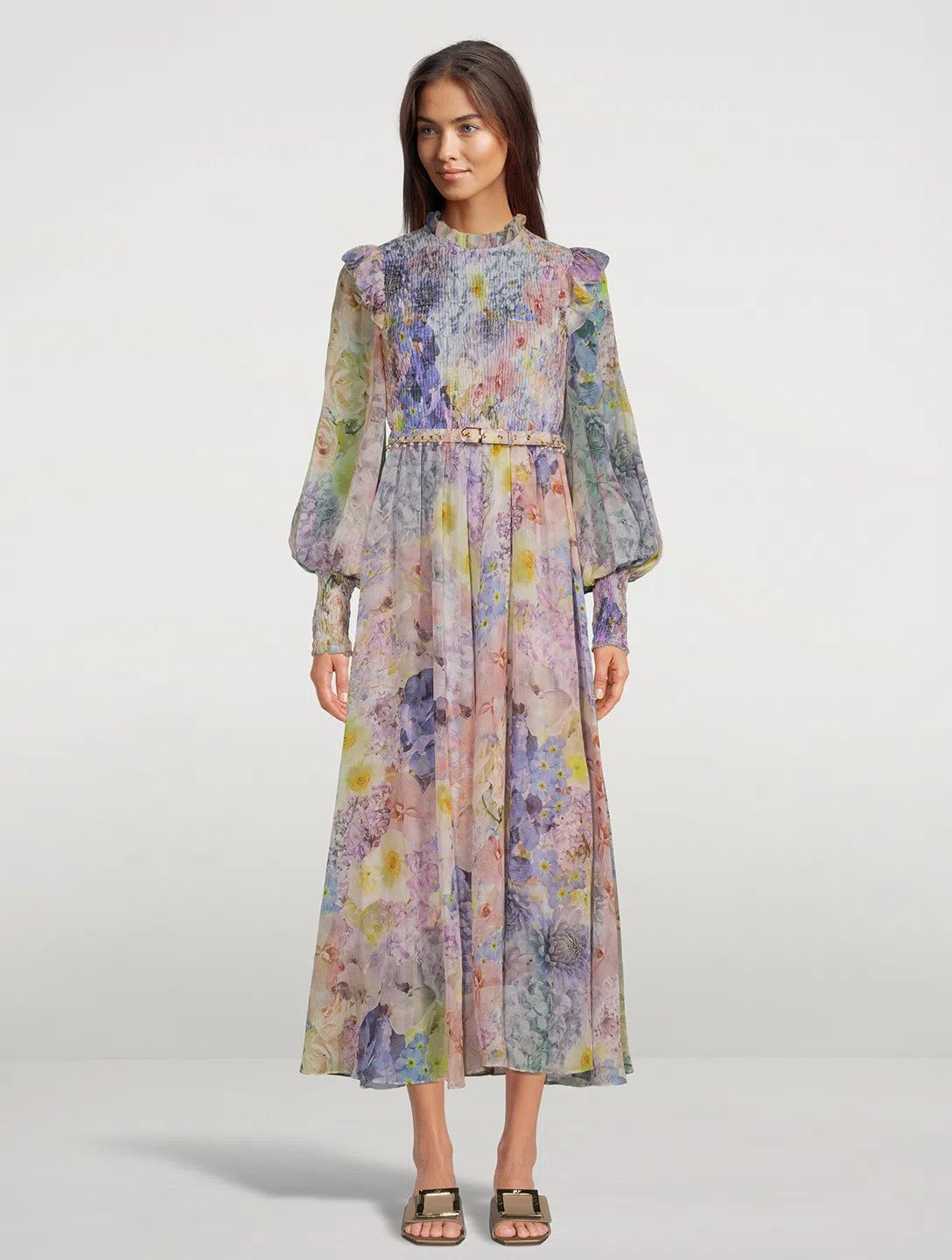 Zimmermann Zimmermann Rhythmic Shirred Midi Dress Citris Garden Dress Size S / US 4 / IT 40 - 1 Thumbnail