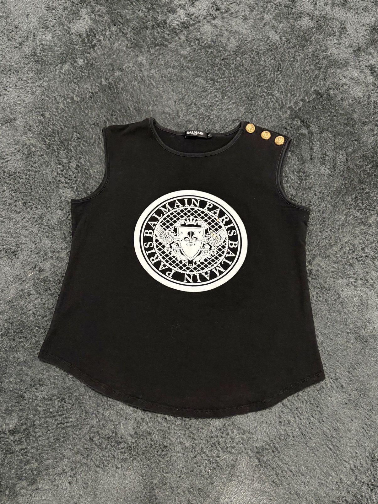 Balmain Vintage Balmain Napoleon Style Big Logo Tank Top Size L / US 10 / IT 46 - 1 Thumbnail