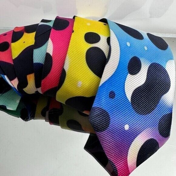 Handmade Tie Trippy Cheetah Leopard Rainbow Necktie Hippie Psychedeli Size ONE SIZE - 2 Thumbnail