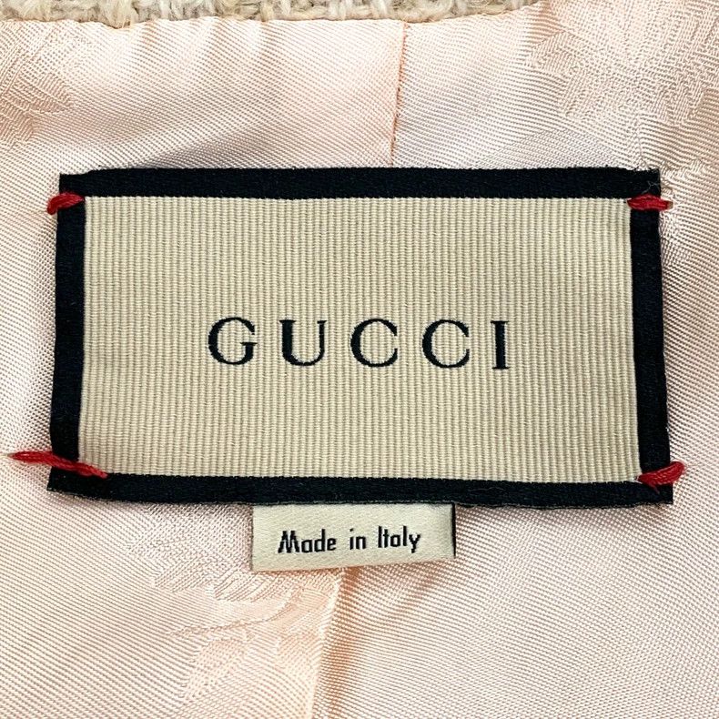 Gucci GucciBeige wool single-breasted gold button lapel tweed coa Size XXS / US 00 / IT 34 - 6 Thumbnail