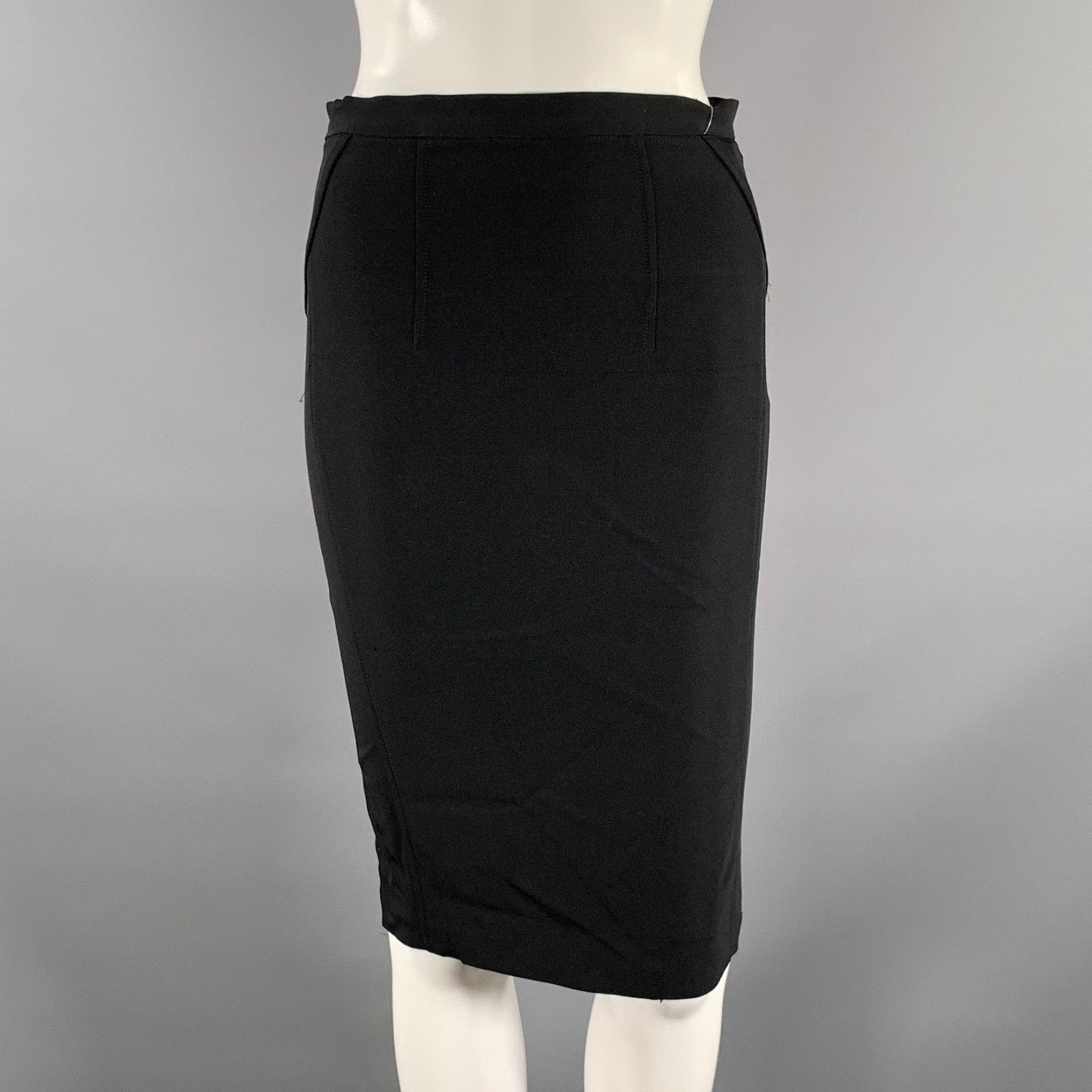 Dolce & Gabbana DOLCE & GABBANA Size 0 Black Acetate Knee-Length Skirt Size 25" / US 0 / IT 36 - 1 Thumbnail