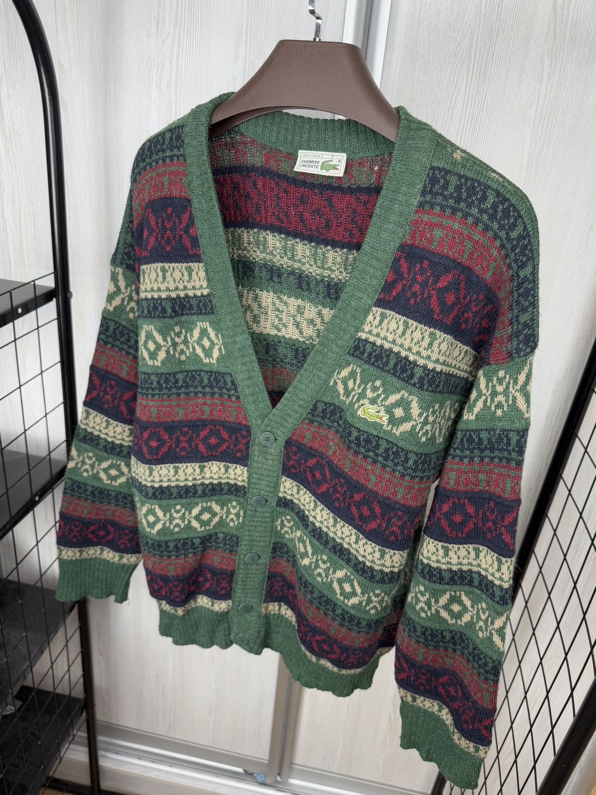 Lacoste Vintage CHEMISE LACOSTE FRANCE Fair Isle Knitted Cardigan 5 Size US L / EU 52-54 / 3 - 6 Thumbnail