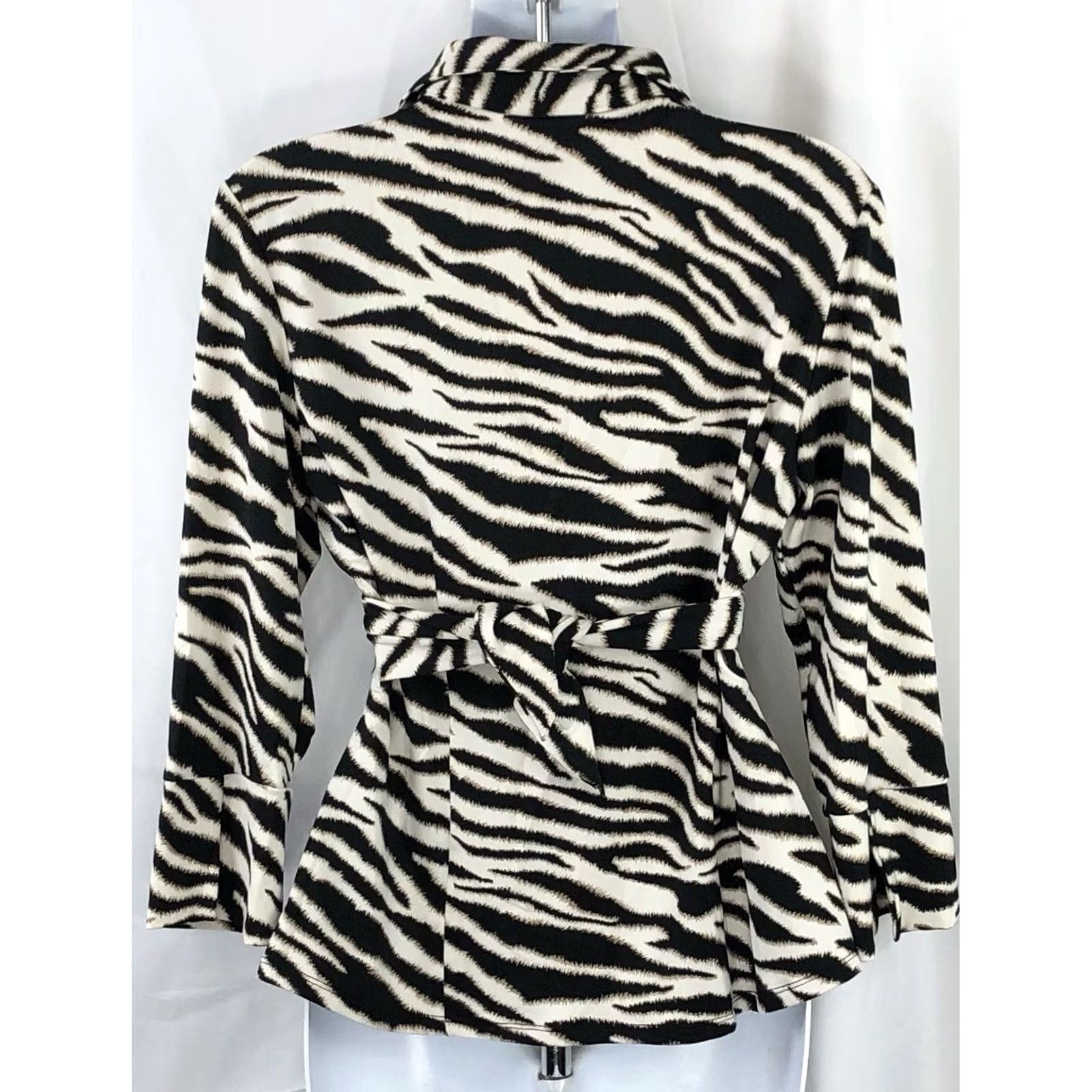 Vintage Vintage Studio 1960 Tie Empire Top Zebra Ivory blk Collar Button Y2K 90s glam Size M / US 6-8 / IT 42-44 - 4 Thumbnail