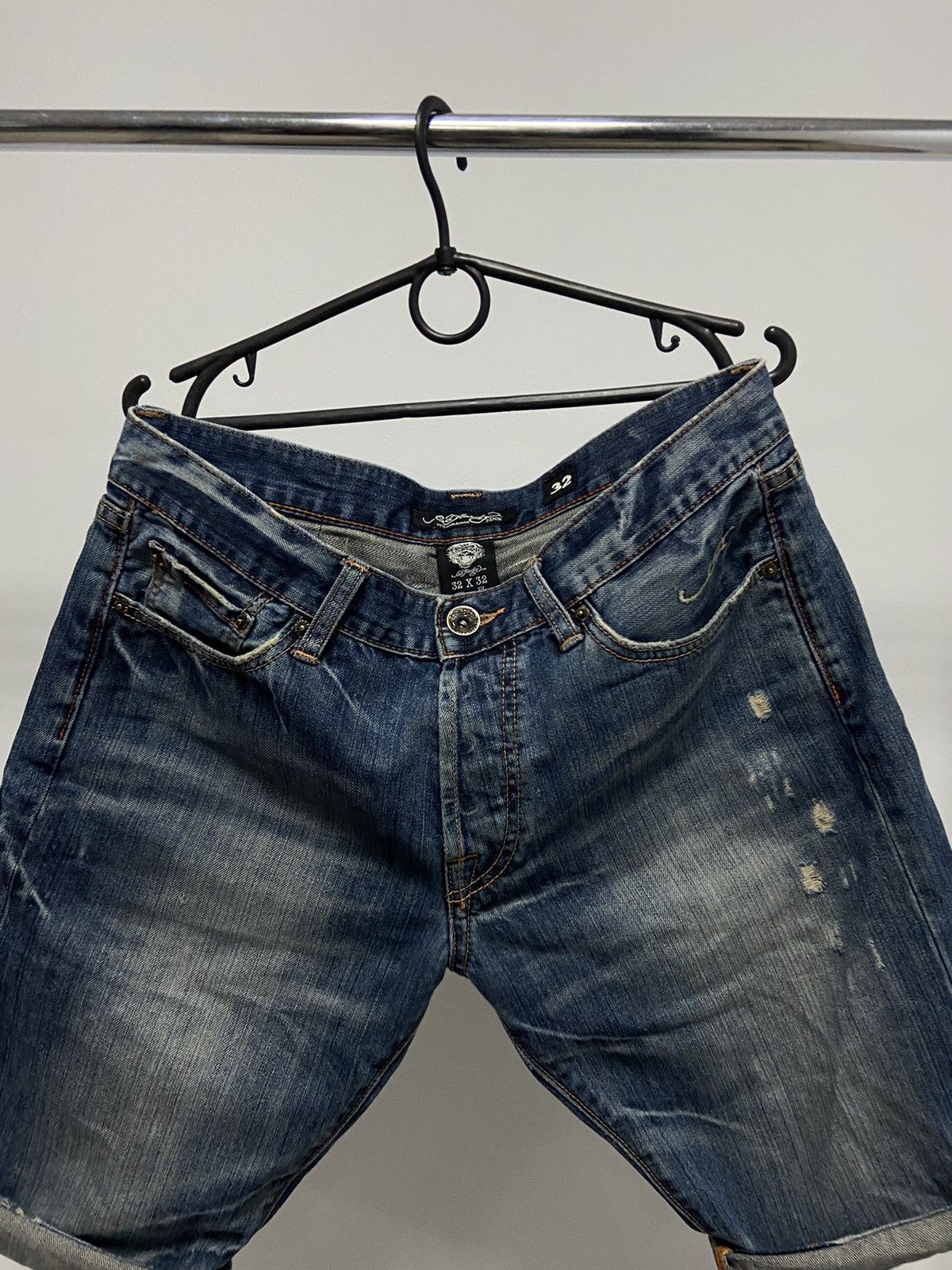 Ed Hardy × Vintage Ed Hardy shorts Vintage Denim sk8 pocket skull eagle Logo Size US 32 / EU 48 - 4 Thumbnail