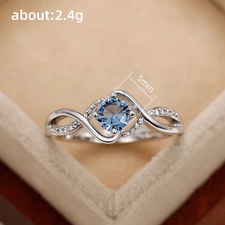 Designer × Jewelry Charming Blue Cubic Zirconia Ring Size ONE SIZE - 6 Thumbnail