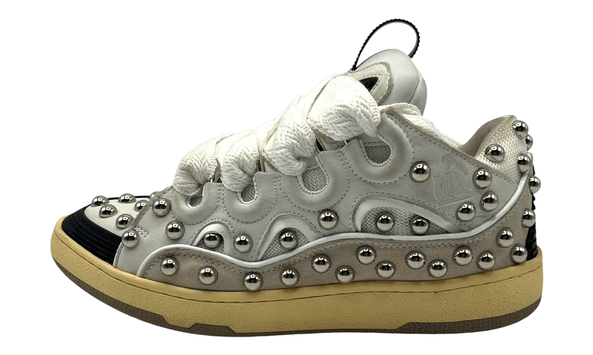 Lanvin Studded Leather Curb Sneaker White (PreOwned) Size US 6 / EU 39 - 1 Thumbnail