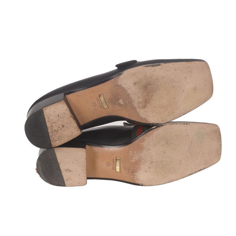 Gucci Gucci Black Leather Mid-Heel Loafers Size US 8.5 / EU 41-42 - 2 Thumbnail