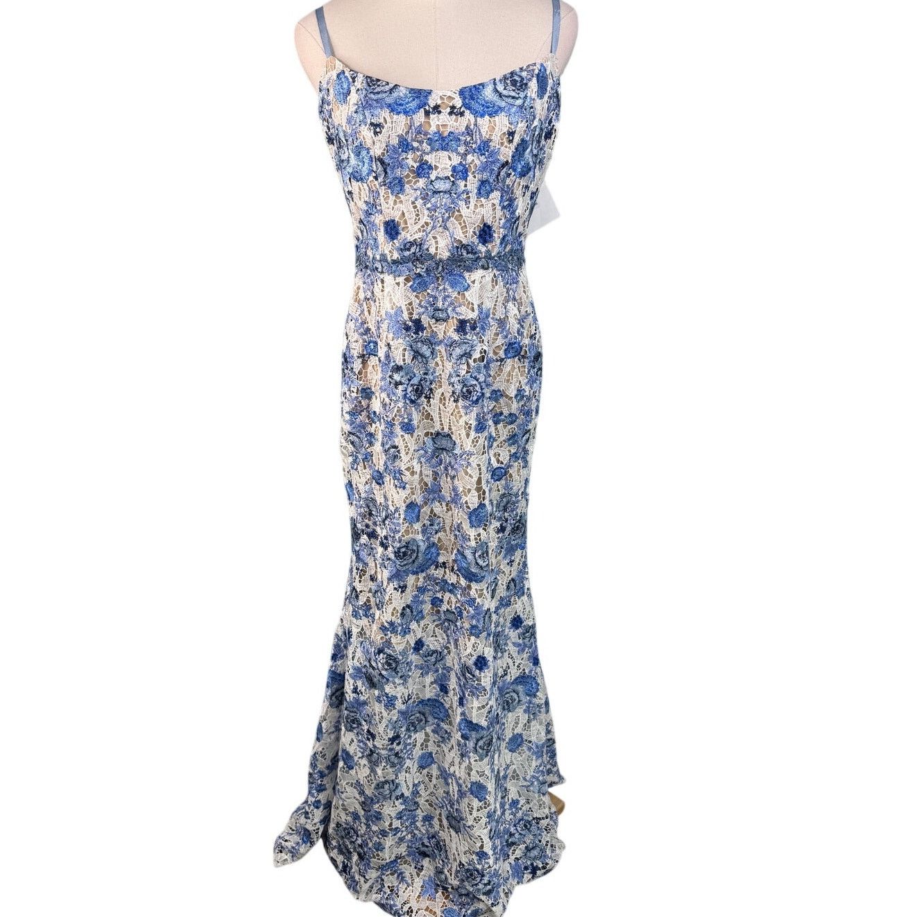 Marchesa Marchesa Notte Floral Macramé Lace Gown blue white Size 6 Size M / US 6-8 / IT 42-44 - 5 Thumbnail
