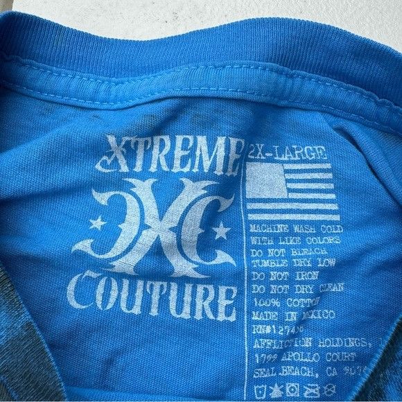 Affliction × Designer NEW XTREME COUTURE BLUE T-SHIRT SZ 2XL XXL Size US XXL / EU 58 / 5 - 3 Thumbnail