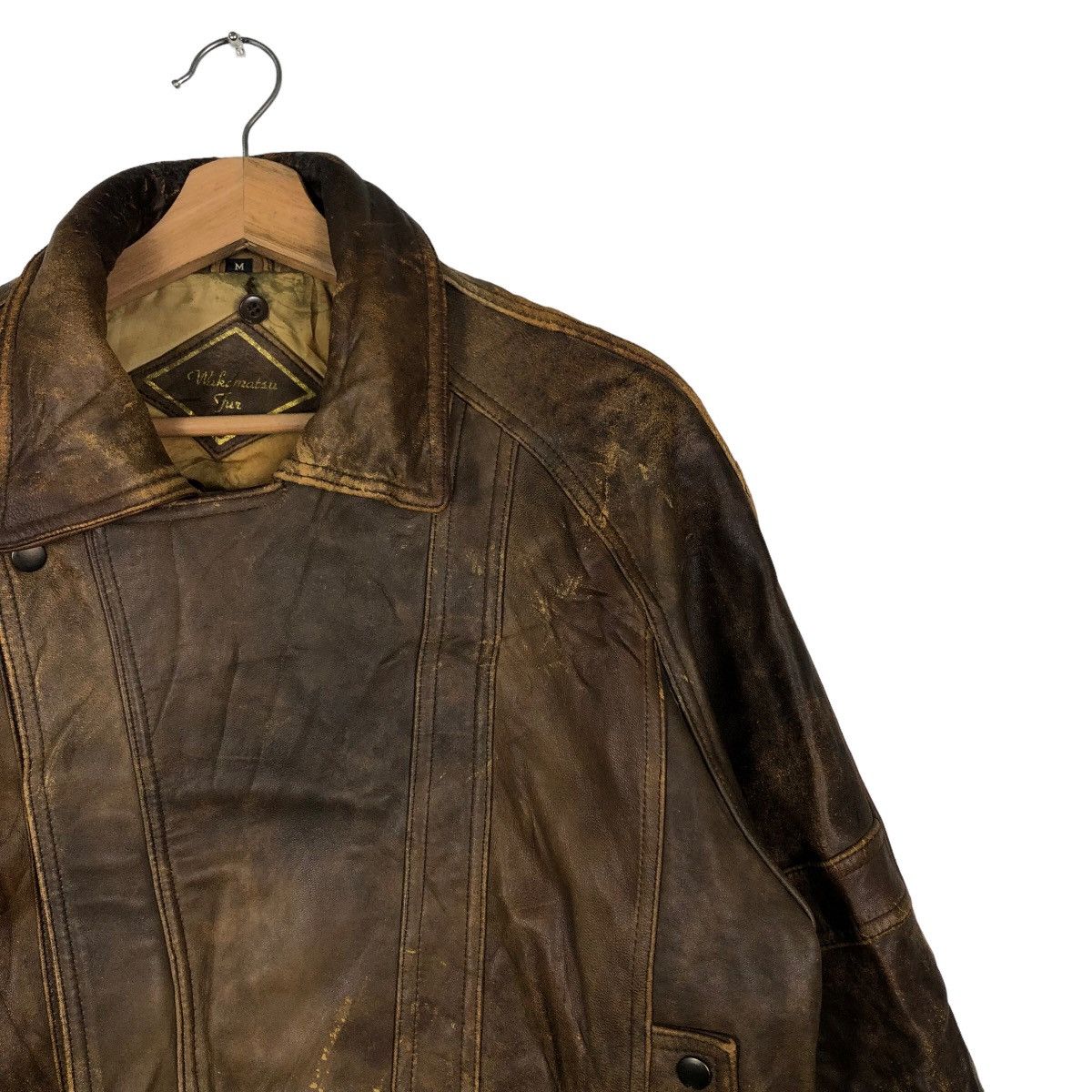 Genuine Leather 🔥Vintage Leather Jacket Wakamatsu Fur Bomber Design Japan Size US M / EU 48-50 / 2 - 5 Thumbnail