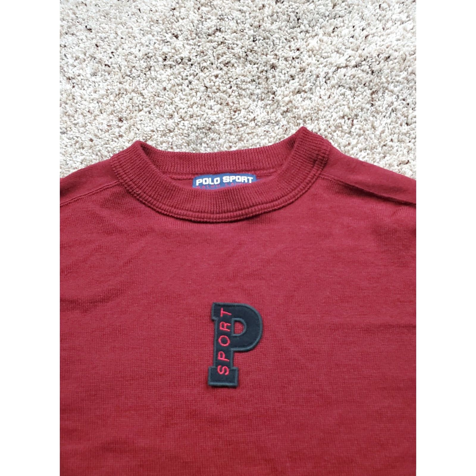 Polo Ralph Lauren VINTAGE Polo Ralph Lauren Sweater Shirt Mens Small Red Wool Knit 90s Polo Sport Embroidered Logo Classic Pullover Crew Neck Size US S / EU 44-46 / 1 - 5 Thumbnail