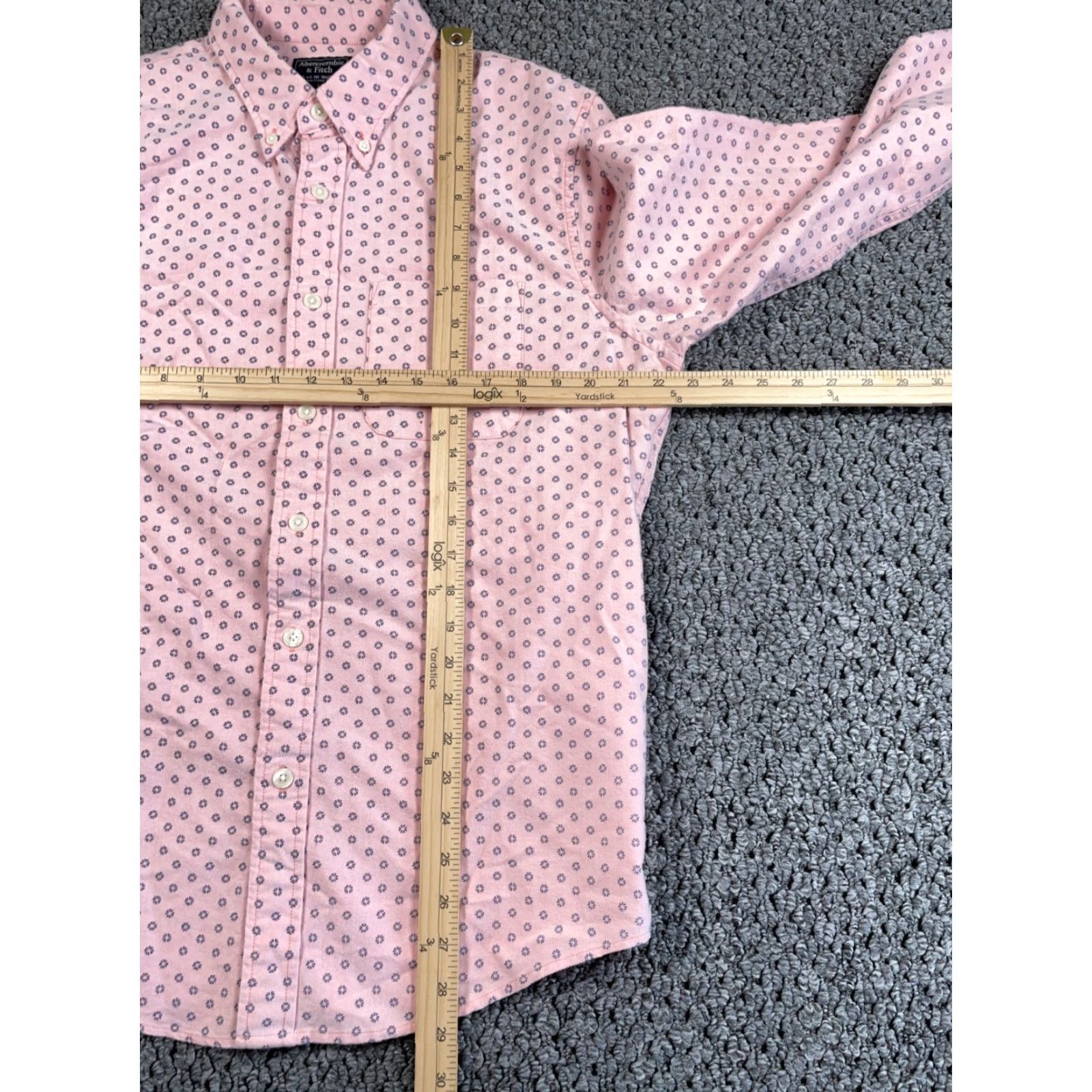 Abercrombie & Fitch Abercrombie & Fitch Geometric Pattern Shirt Large Pale Pink Long Sleeve Adult Size US L / EU 52-54 / 3 - 5 Thumbnail