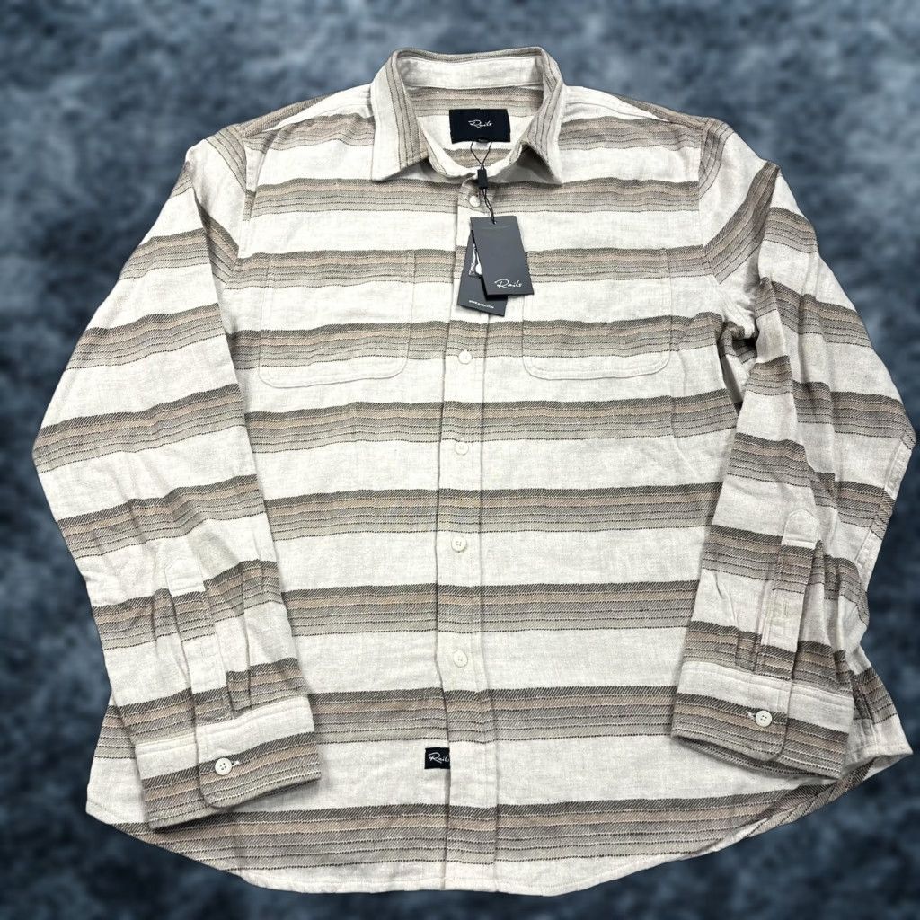 Rails Rails Shirt Mens Medium Beige Sunset Ivan Canteen Stripe Long Sleeve Button NWT Size US M / EU 48-50 / 2 - 1 Thumbnail