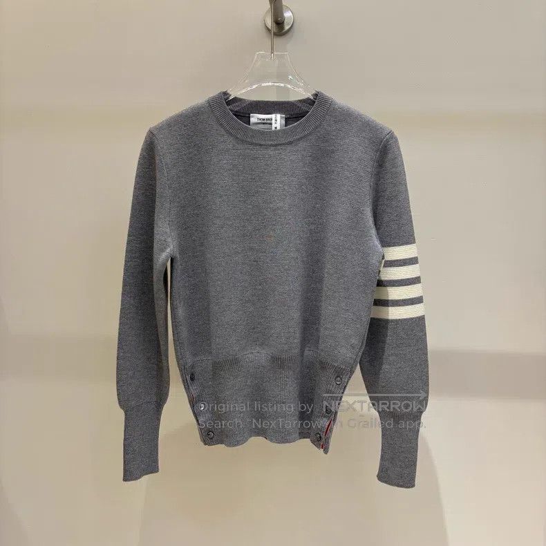 Thom Browne Thom Browne Light gray knit cotton crewneck Size US S / EU 44-46 / 1 - 1 Thumbnail