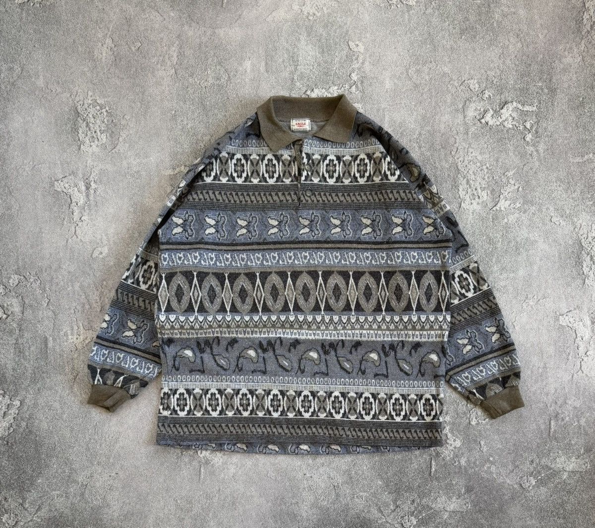 Designer × Vintage Eagle force XL Aztec sweatshirt polo long sleeve rugby Size US XL / EU 56 / 4 - 4 Thumbnail