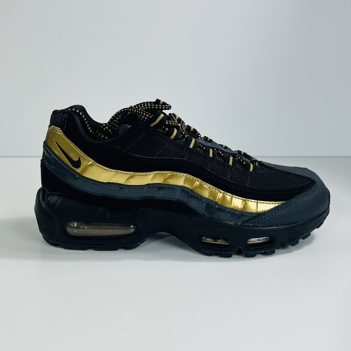 Nike Mens Size 6.5 - Nike Air Max 95 PRM Black Gold Shoes Size US 6.5 / EU 39-40 - 2 Thumbnail