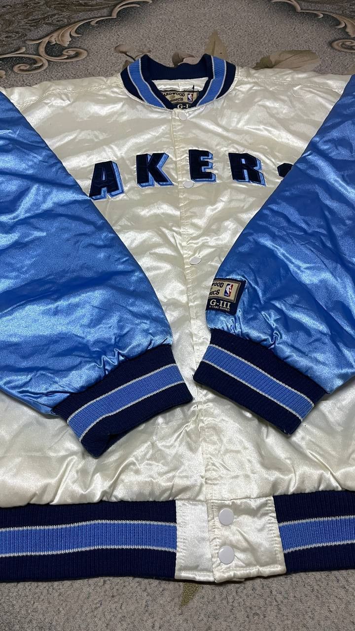 NBA × Vintage NBA Lakers Satin Bombers Jacket Hardwood Classic Carl Banks Size US XXL / EU 58 / 5 - 3 Thumbnail