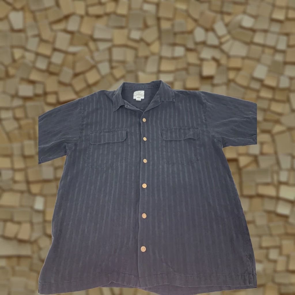 Tommy Bahama VINTAGE: No Tommy Bahama Shirt Men M Black Silk Button-Up 2 Pocket Coconut Embroidered Signature Relax Beach Resort Size US M / EU 48-50 / 2 - 1 Thumbnail