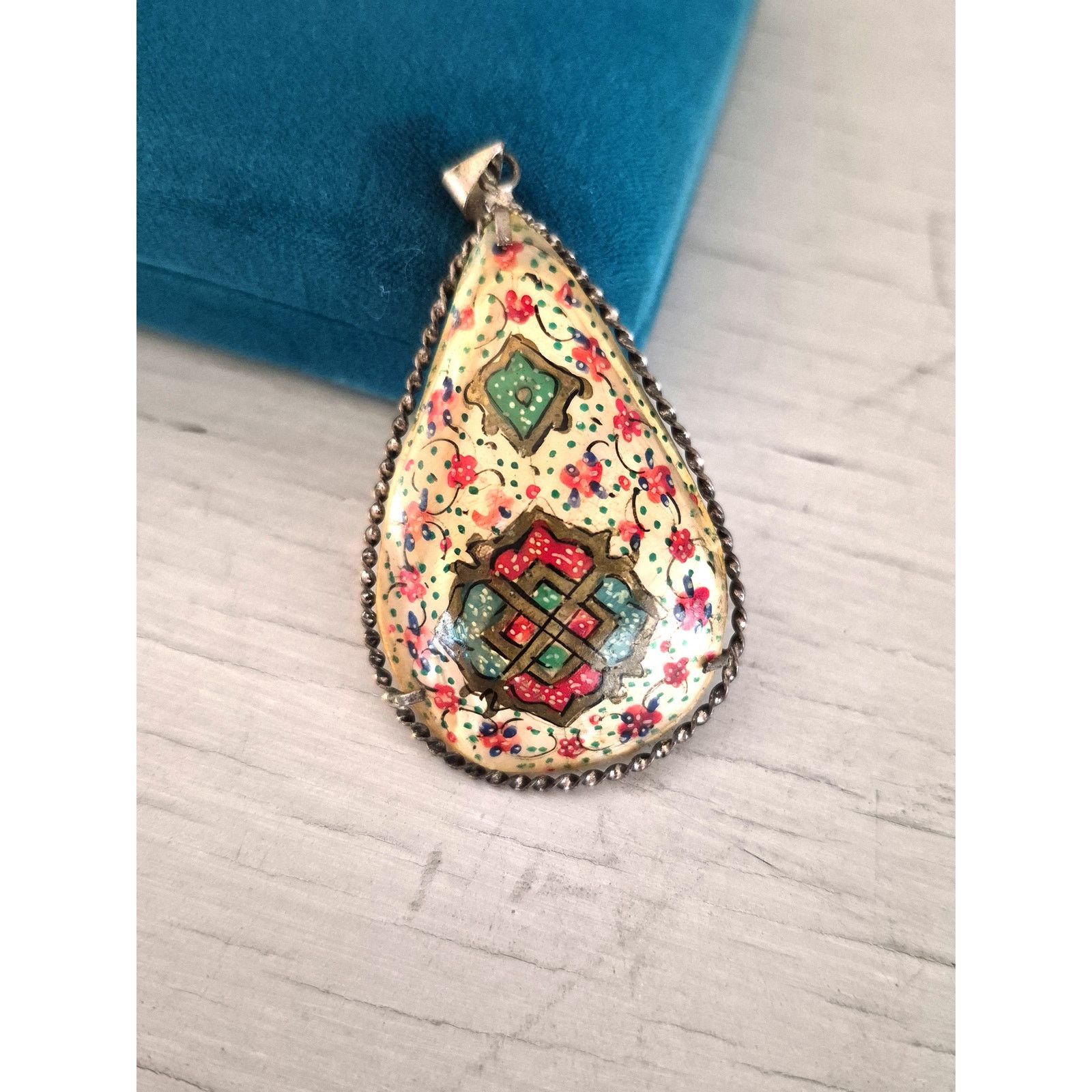 Other Vintage Persian Hand Painted Mother of Pearl Pendant Size ONE SIZE - 2 Thumbnail