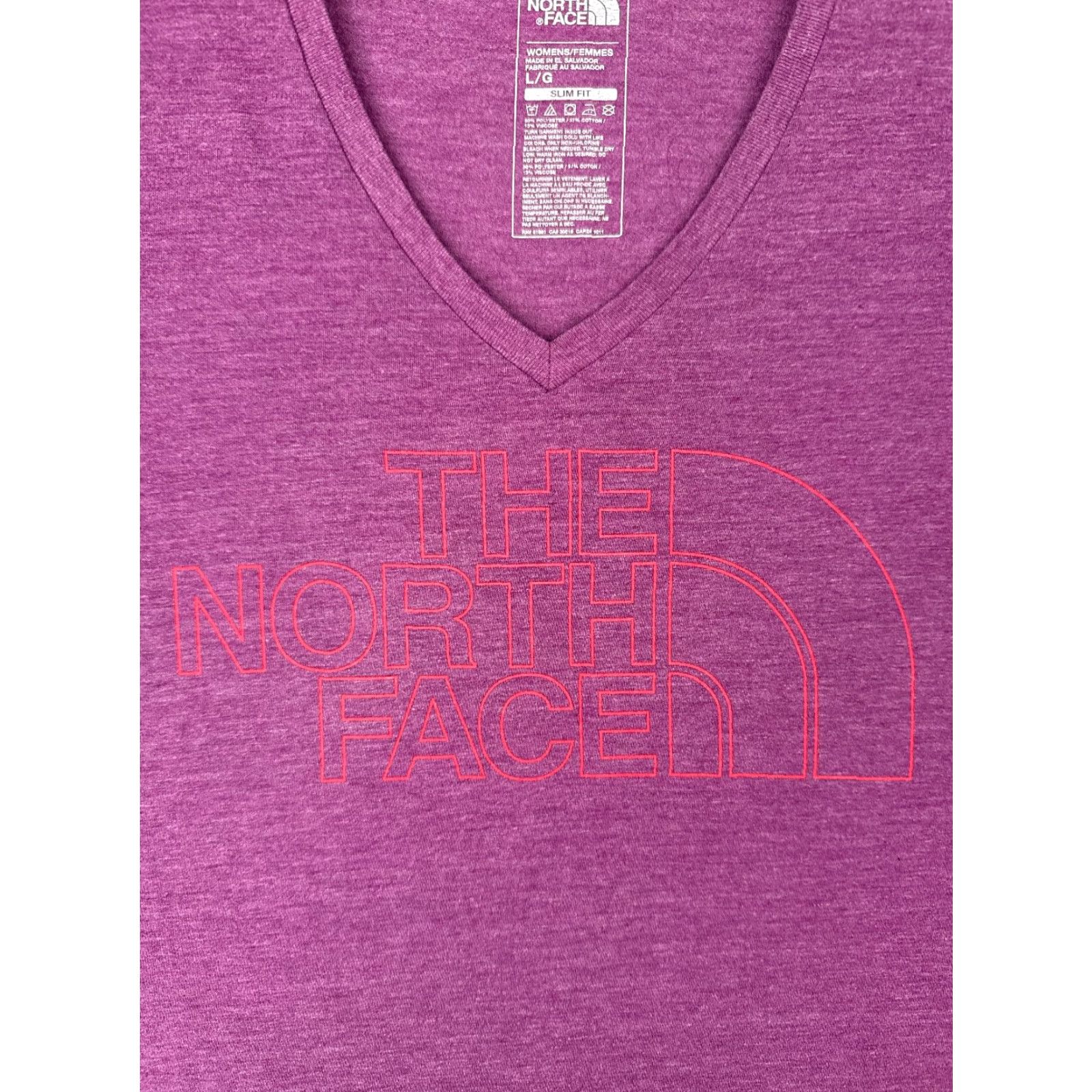 The North Face VINTAGE The North Face Shirt Women L Purple V-Neck Short Sleeve Slim Tee Ladies Large Purple - Outdoor Everyday Men/Women? Size L / US 10 / IT 46 - 6 Thumbnail