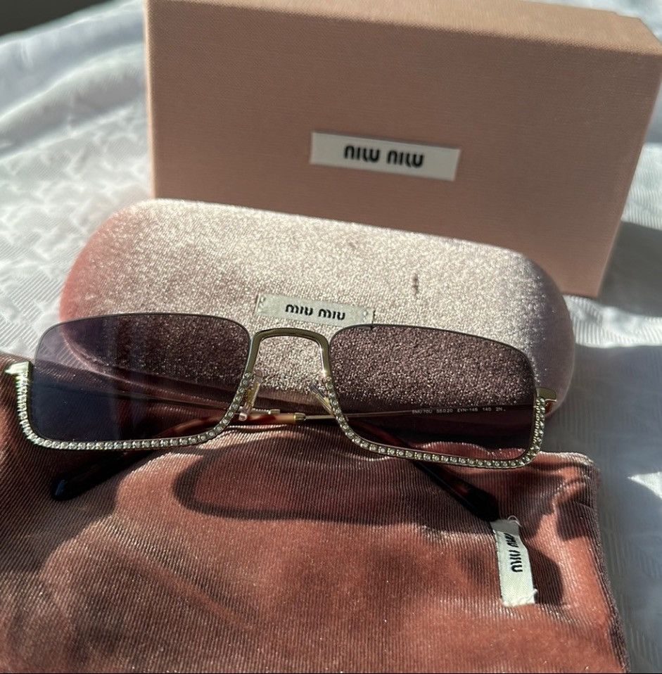 Miu Miu Miu Miu 55mm Rectangular Sunglasses Purple Gradient Lenses Size ONE SIZE - 2 Thumbnail