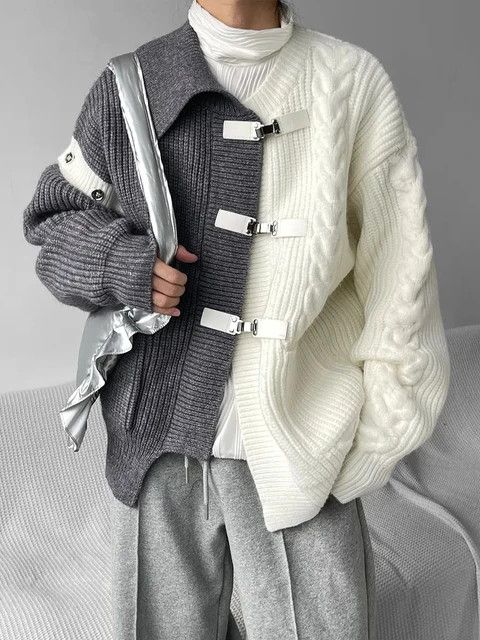 Japanese Brand Korean Street Spliced 2 Colour Design Knitted Size US M / EU 48-50 / 2 - 1 Thumbnail