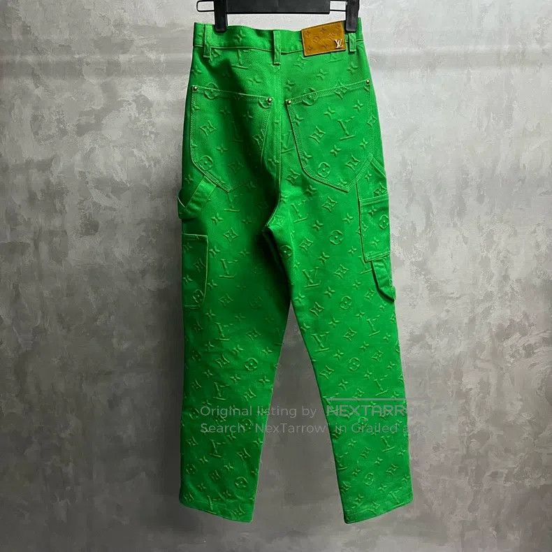 Louis Vuitton Louis Vuitton Green Full Print Casual Work Jeans Size US 29 - 6 Thumbnail