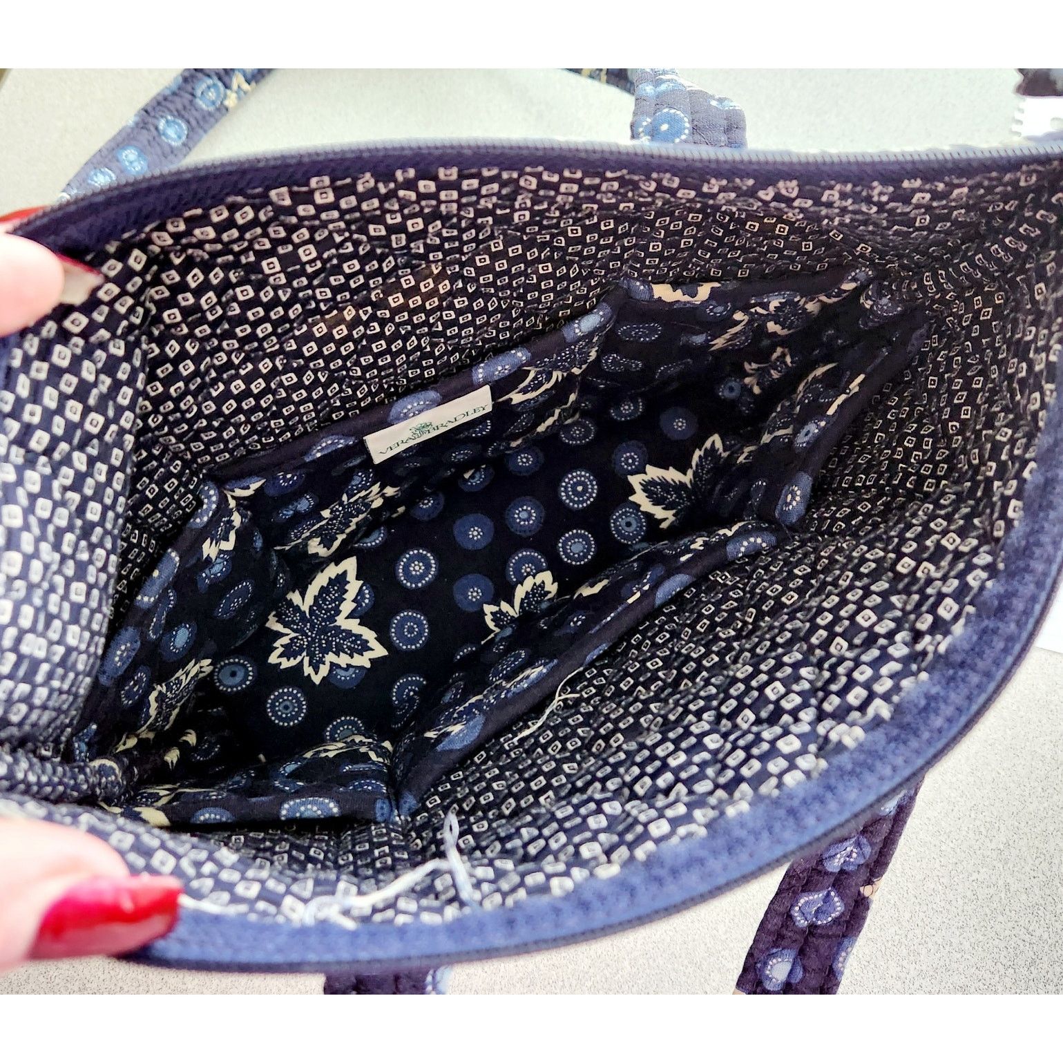 Other Vera Bradley Blue Tan White Floral Double Strap Shoulder Bag Size ONE SIZE - 6 Thumbnail