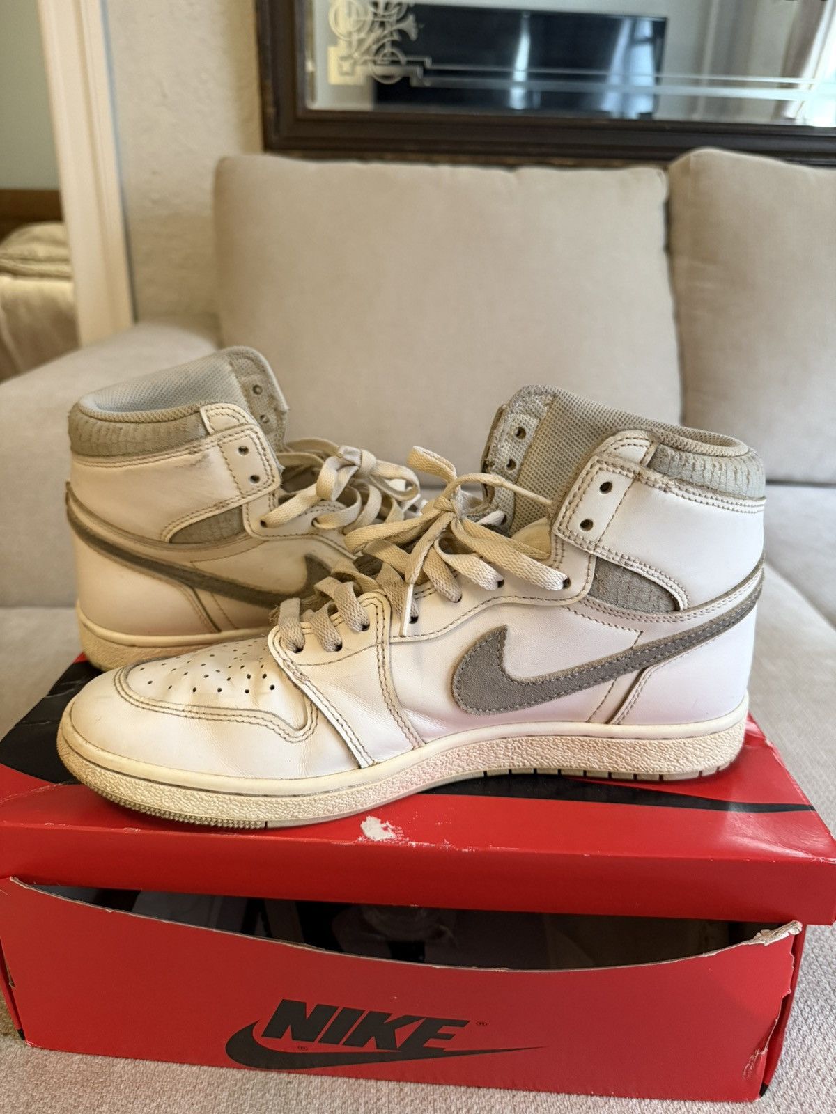 Jordan Brand Jordan 1 Retro High ‘85 OG “Neutral Gray” - CUSTOM VINTAGE Size US 10 / EU 43 - 2 Thumbnail