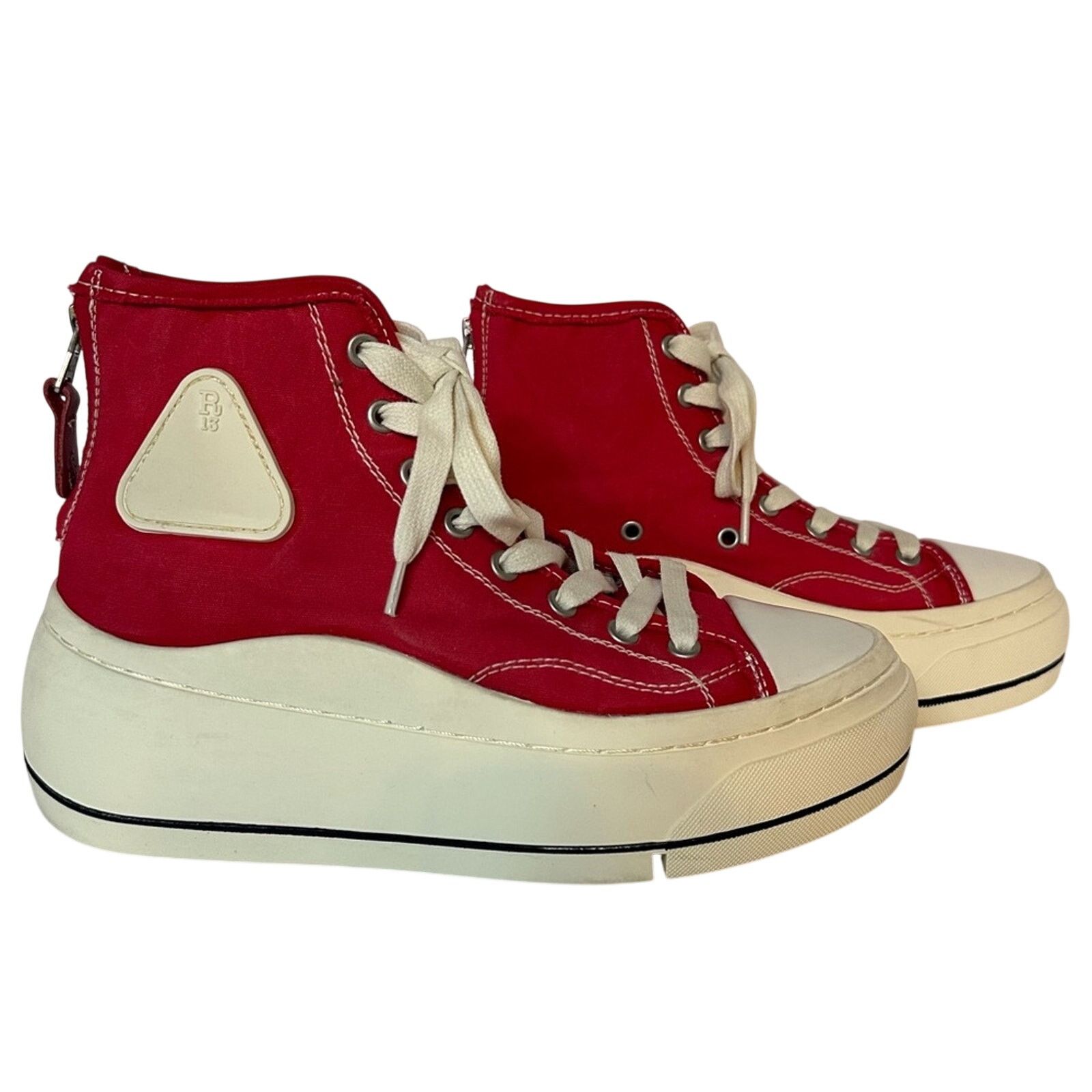 R13 rare Kirk Red Canvas High-Top Sneakers White Platform US 8 Size US 8 / IT 38 - 1 Thumbnail