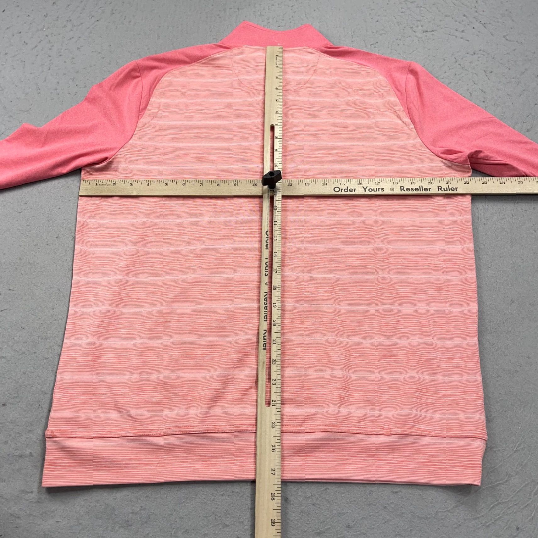 johnnie-O johnnie-O Jacket Mens M Pink 1/4 Zip Stretch Golf Striped Activewear Regular Fit Long Sleeve Size US M / EU 48-50 / 2 - 6 Thumbnail