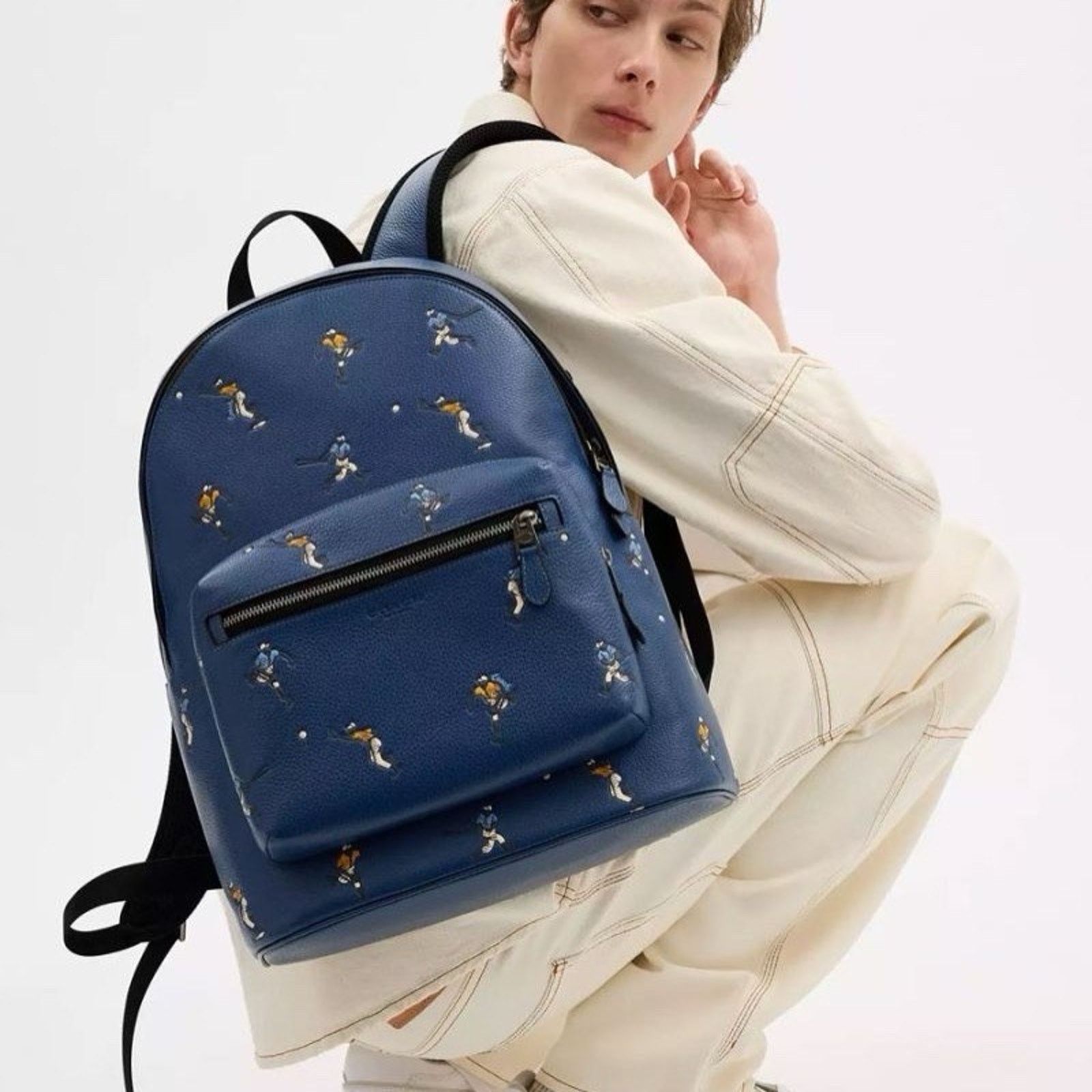 Coach NWT Coach Men’s West Backpack Baseball CAX47 Deep Blue Multi Size ONE SIZE - 9 Thumbnail