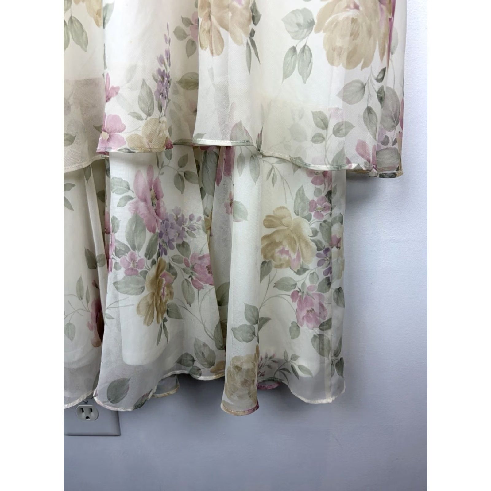 Vintage VINTAGE Y2K Floral Maxi Dress Purple Green Purple Oversize Flower Sleeveless Scoop Neck Chiffon Polyester Women 12 Size XL / US 12-14 / IT 48-50 - 5 Thumbnail