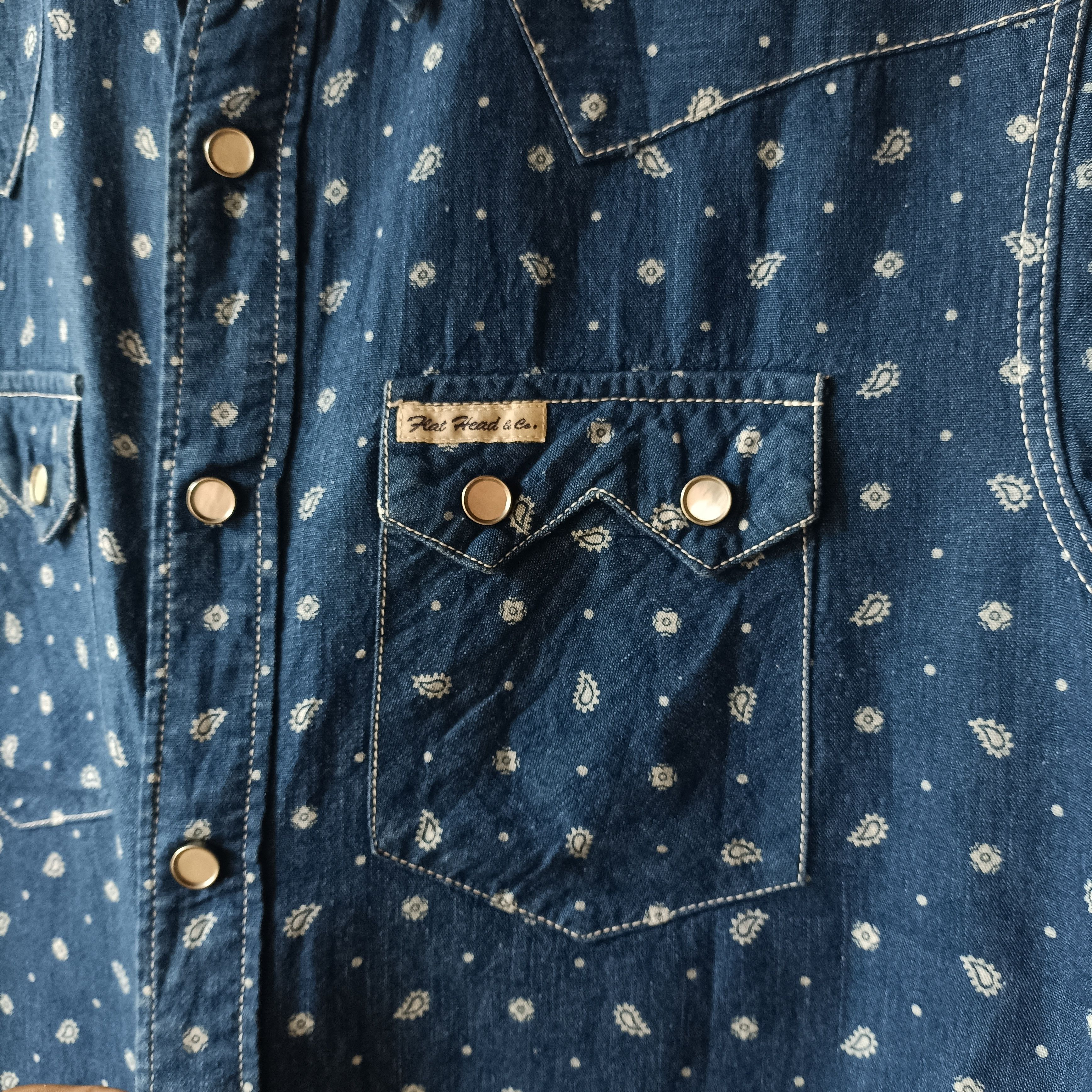 The Flat Head The Flat Head Denim Paisley Western Shirt Size US S / EU 44-46 / 1 - 5 Thumbnail