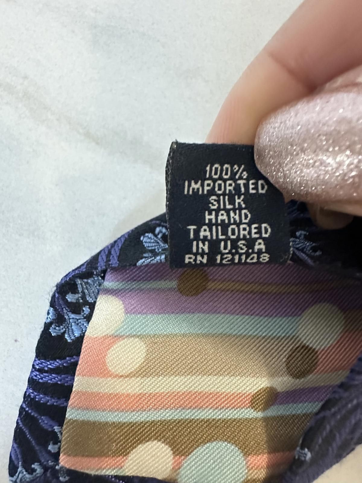 Ted Baker Ted Baker classic art deco navy/lt blue/purple silk necktie Size ONE SIZE - 3 Thumbnail