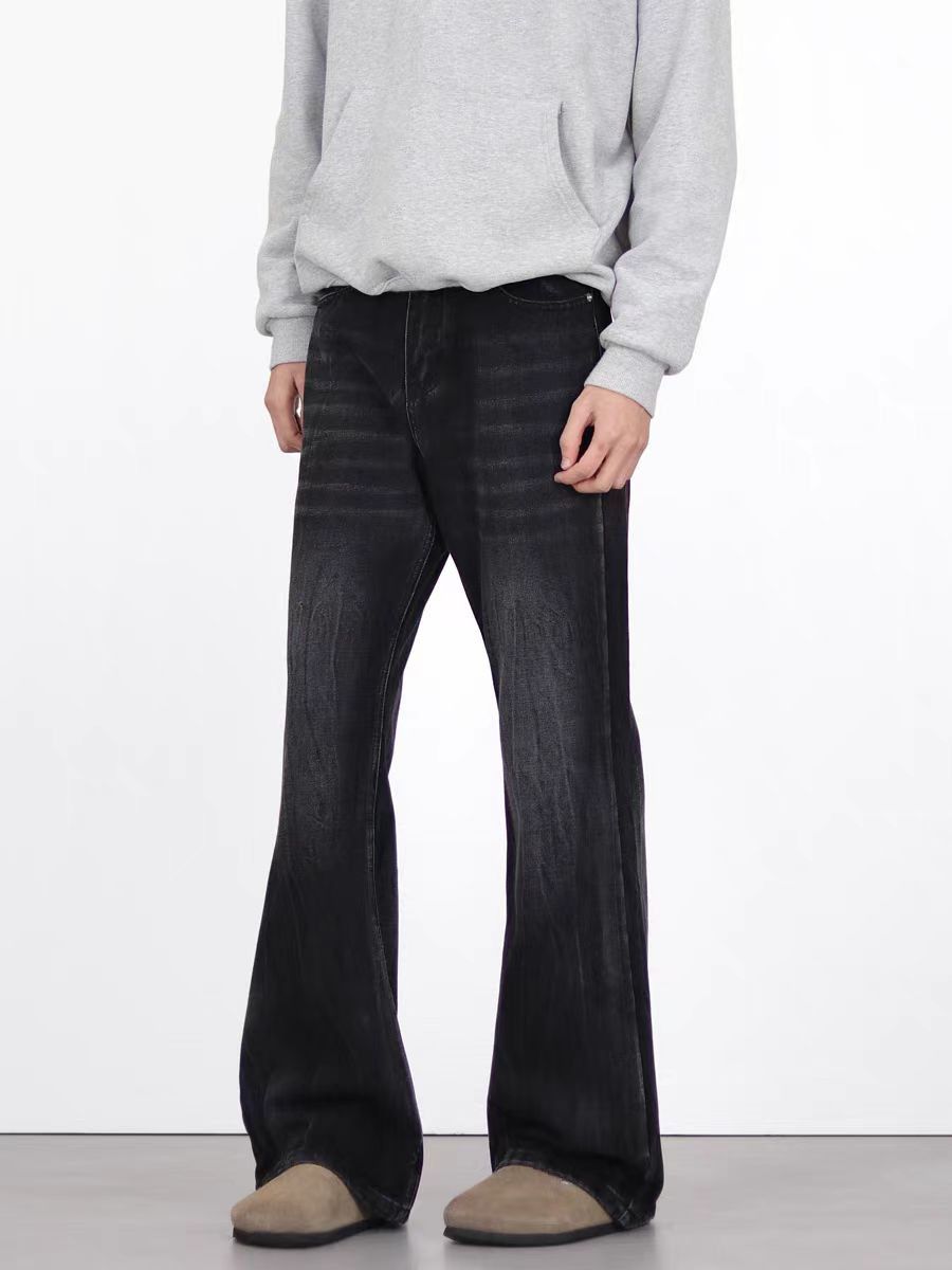 Japanese Brand × Jean Washed Vintage Lightning Textured Micro Flare Jeans Size US 32 / EU 48 - 4 Thumbnail