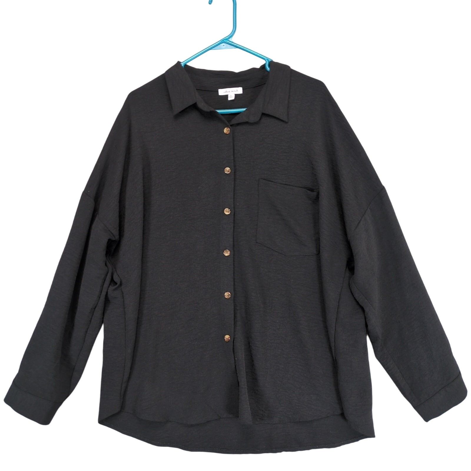 Other White Birch Sz XL Flowy Black Button Up Long Sleeve Shirt Size XL / US 12-14 / IT 48-50 - 1 Thumbnail