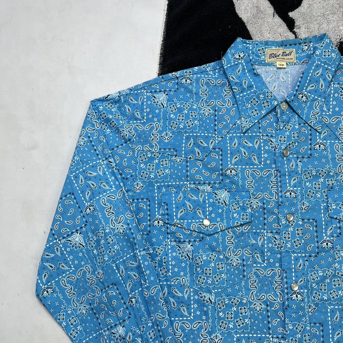Japanese Brand Blue Ball Bandana Paisley long sleeve Western shirt Size US M / EU 48-50 / 2 - 4 Thumbnail