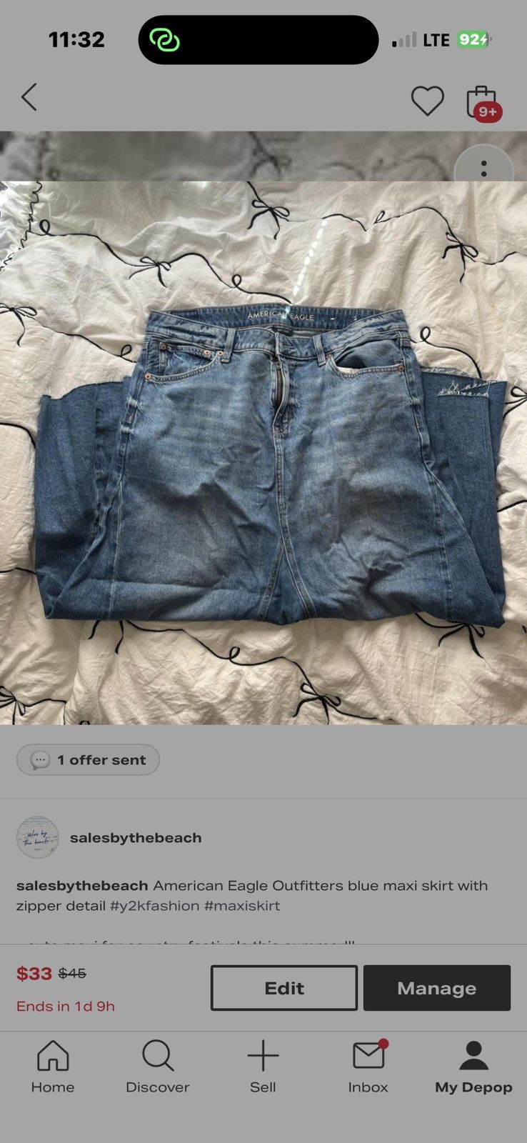 American Eagle Outfitters Jean maxi skirt Size 30" / US 8 / IT 44 - 1 Thumbnail