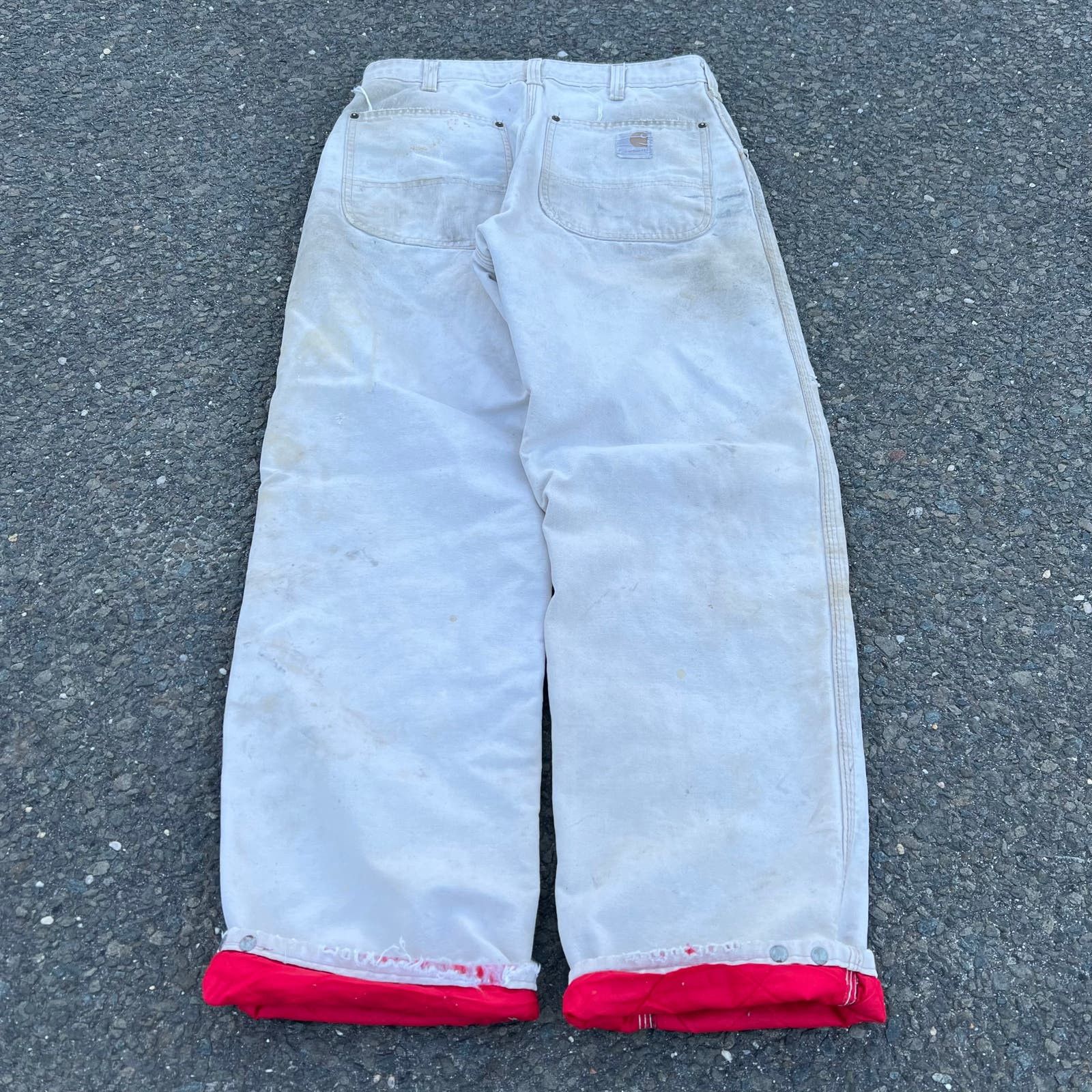 image of Carhartt Red Brown Lined Work Wear Carpenter Pants, Men's (Size 30)
