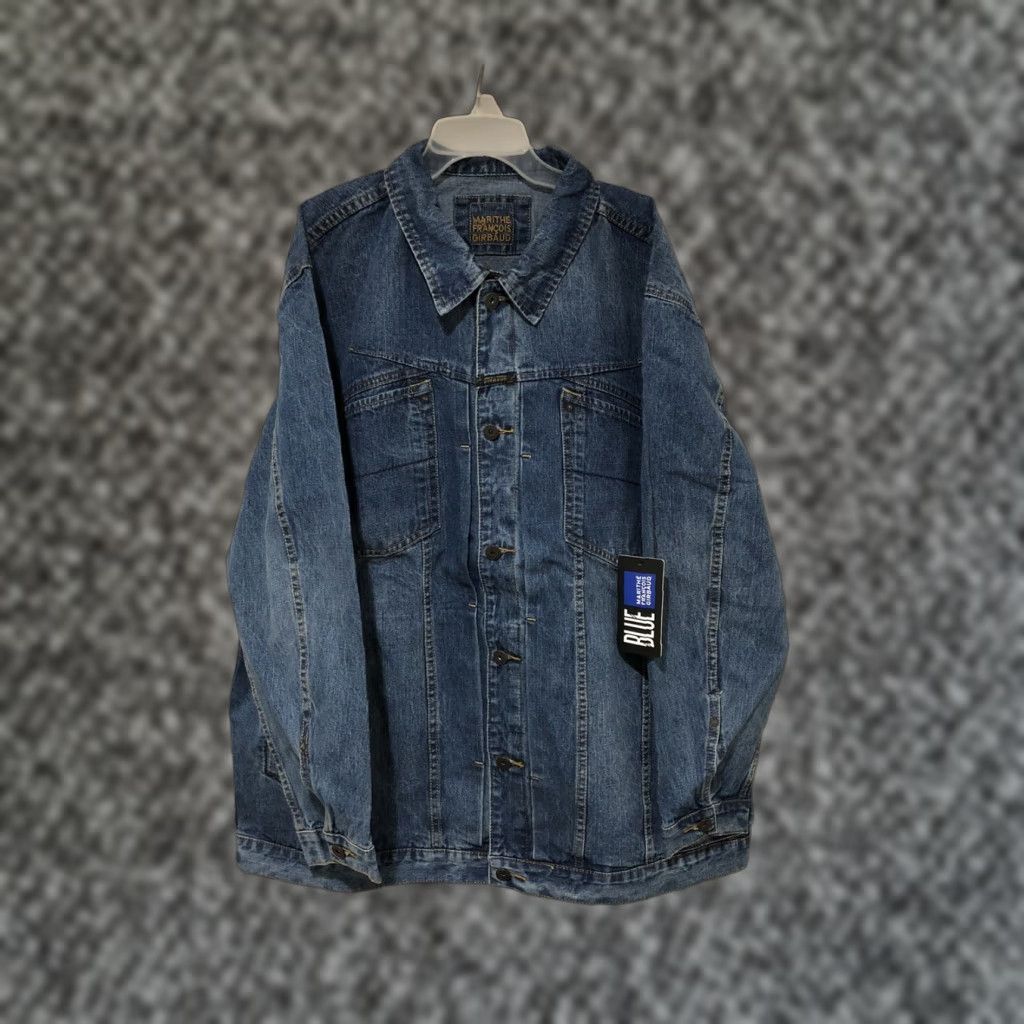 Denime VINTAGE Marithe Francois Girbaud X Front Denim Jean Jacket 3XL Blue Jacket Men 90s Biker Hip Hop NWT Size US 39 - 1 Thumbnail