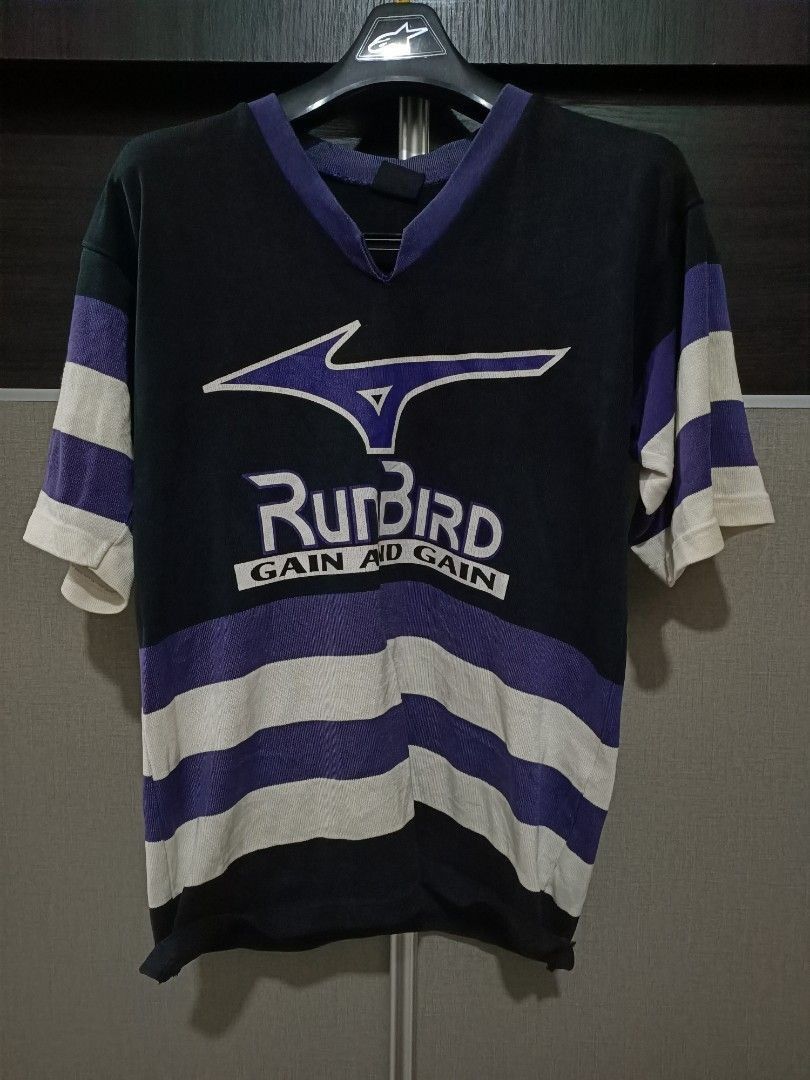 Mizuno Vintage 90s RunBird Mizuno Big Logo Stripe Tee Size US L / EU 52-54 / 3 - 1 Thumbnail